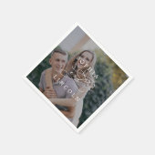 Serviette En Papier Calligraphie romantique Dark Photo Mariage Napkin (Coin)