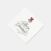 Serviette En Papier Calligraphie romantique Joyeux Noël Rouge et Noir (Coin)