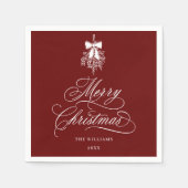 Serviette En Papier Calligraphie romantique Joyeux Noël Rouge Fête (Devant)