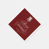 Serviette En Papier Calligraphie romantique Joyeux Noël Rouge Fête (Coin)
