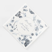 Serviette En Papier Calligraphie romantique Mariage floral argent et b (Coin)