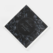 Serviette En Papier Calligraphie Romantique Mariage Noir Et Argent (Coin)