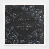 Serviette En Papier Calligraphie Romantique Mariage Noir Et Argent (Devant)