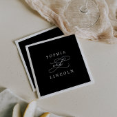 Serviette En Papier Calligraphie romantique | Mariage noir foncé Napki
