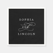 Serviette En Papier Calligraphie romantique | Mariage noir foncé Napki (Devant)