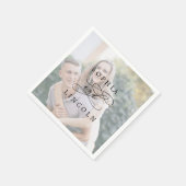 Serviette En Papier Calligraphie romantique Mariage photo Napkin (Coin)