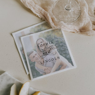 Serviette En Papier Calligraphie romantique Mariage photo Napkin