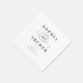 Serviette En Papier Calligraphie romantique Marine Bleu Mariage élégan (Coin)