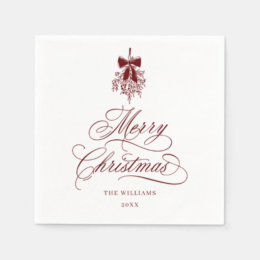 Serviette En Papier Calligraphie romantique rouge Joyeux Noël (Devant)