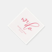 Serviette En Papier Calligraphie Rose Corail Élégant (Coin)