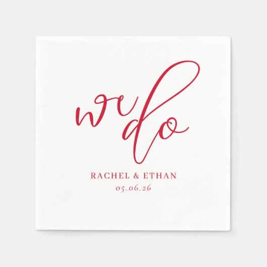 Serviette En Papier Calligraphie Rouge Romantique (Devant)