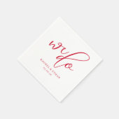 Serviette En Papier Calligraphie Rouge Romantique (Coin)