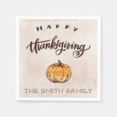 Serviette En Papier Calligraphie rustique Thanksgiving Citrouille (Devant)
