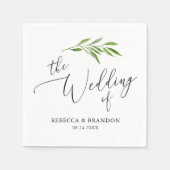 Serviette En Papier Calligraphie rustique Verdure Mariage Monogram Nap (Devant)