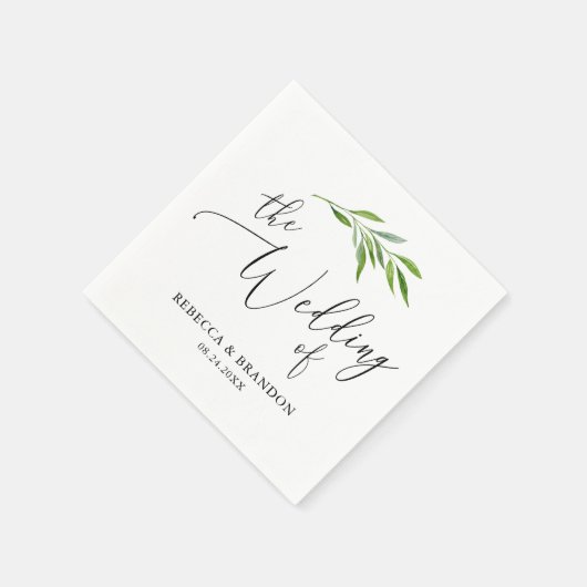 Serviette En Papier Calligraphie rustique Verdure Mariage Monogram Nap (Coin)
