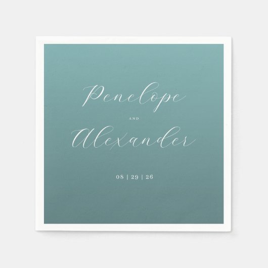 Serviette En Papier Calligraphie sarcelle élégante (Devant)