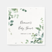 Serviette En Papier Calligraphie Script Baby shower de feuillage vert (Devant)