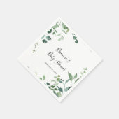 Serviette En Papier Calligraphie Script Baby shower de feuillage vert (Coin)