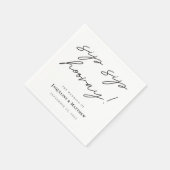 Serviette En Papier Calligraphie Sip Sip Hooray Mariage noir blanc (Coin)