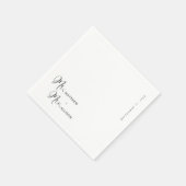 Serviette En Papier Calligraphie unique personnalisée M. & Mme Mariage (Coin)