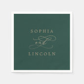 Serviette En Papier Calligraphie verte romantique Mariage florissant (Devant)