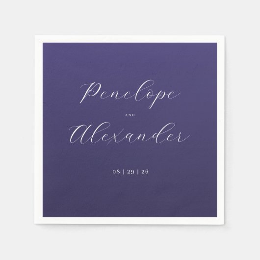 Serviette En Papier Calligraphie Violet Élégante (Devant)