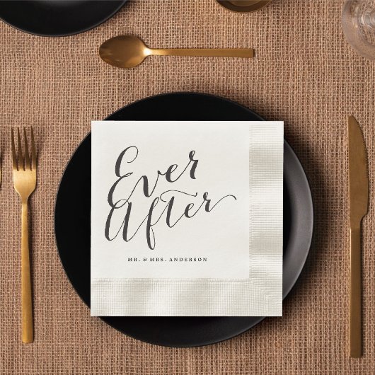 Serviette en papier calligraphiée pour mariage sur