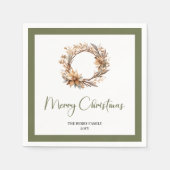 Serviette En Papier Calm Earthy Christmas Wreath Personalized Napkins (Devant)