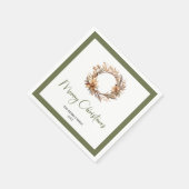 Serviette En Papier Calm Earthy Christmas Wreath Personalized Napkins (Coin)