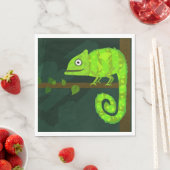 Serviette En Papier Caméléon vert mignon (En situation)