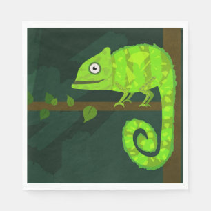Serviette En Papier Caméléon vert mignon