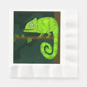 Serviette En Papier Caméléon vert mignon