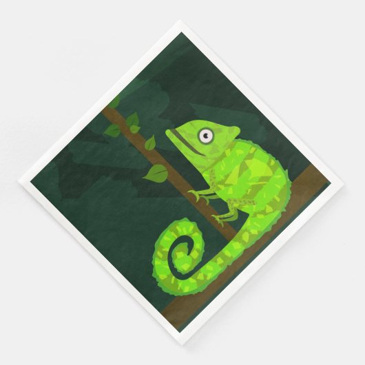 Serviette En Papier Caméléon vert mignon (Coin)