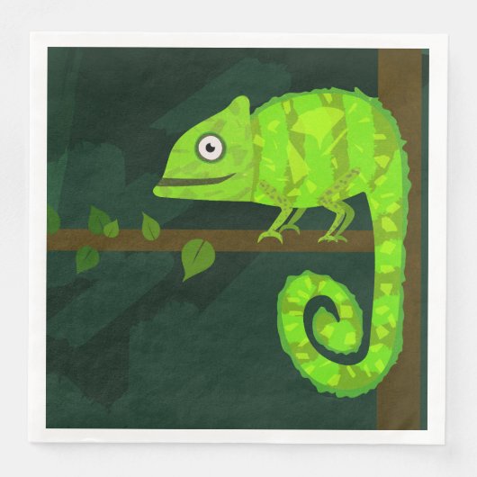 Serviette En Papier Caméléon vert mignon (Devant)