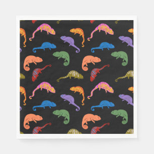 Serviette En Papier Caméléons Reptiles Colorés Lézards Enfants