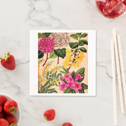 Serviette En Papier camélia, forsythie, rhododendron et acacia (En situation)