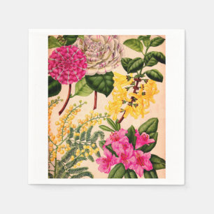 Serviette En Papier camélia, forsythie, rhododendron et acacia