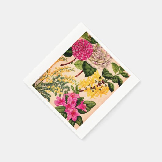 Serviette En Papier camélia, forsythie, rhododendron et acacia (Coin)