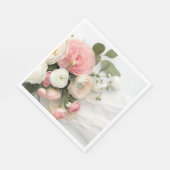 Serviette En Papier Camélias rose et blanc (Coin)