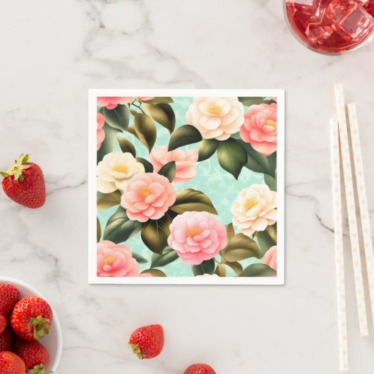 Serviette En Papier Camellia Retro Pastel (En situation)