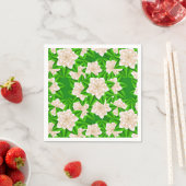 Serviette En Papier Camellias blancs et Feuilles verts (En situation)