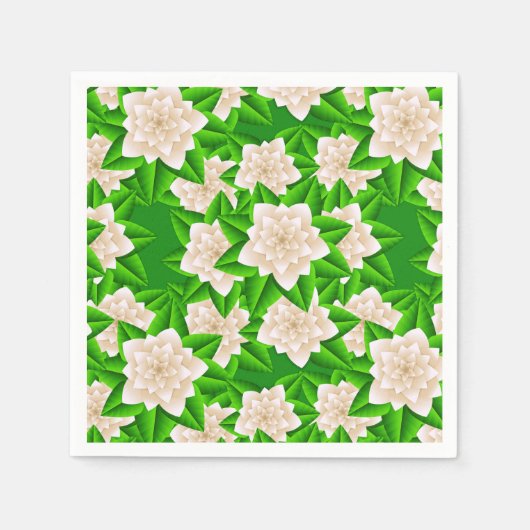 Serviette En Papier Camellias blancs et Feuilles verts (Devant)