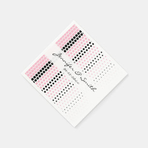 Serviette En Papier Cameo rose et pois noir