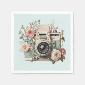 Serviette En Papier Camera with Flowers Retro Pastel (Devant)
