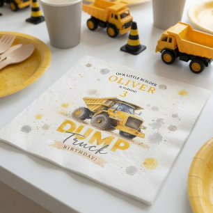 Serviette En Papier Camion à benne basculante aquarelle Anniversaire P
