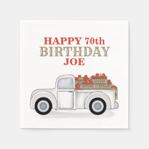 Serviette En Papier Camion Blanc Fantaisiste avec Cagettes de Pommes