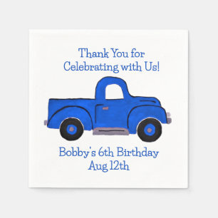 Serviette En Papier Camion bleu Vintage peint à la main