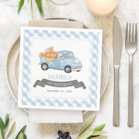 Camion Citrouille bleu En vichy Garçon 1er anniver