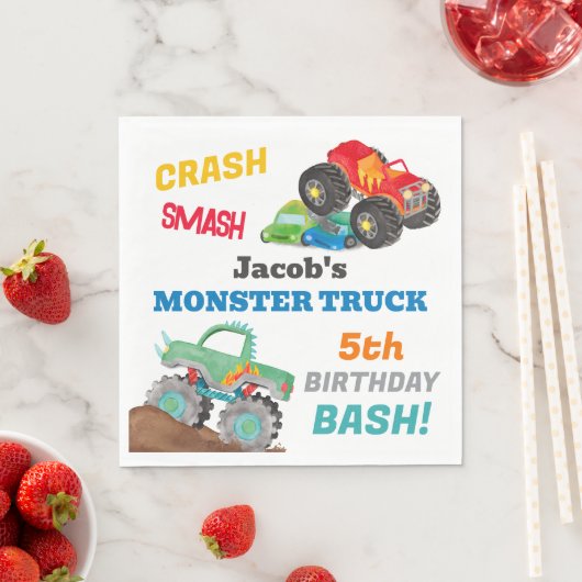 Serviette En Papier Camion Crash Smash Monster Anniversaire Bash (En situation)