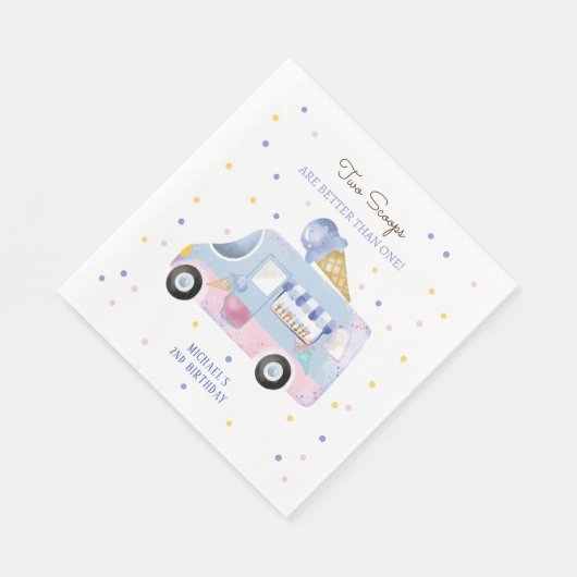 Serviette En Papier Camion crème glacée 2 scoops deuxième anniversaire (Coin)